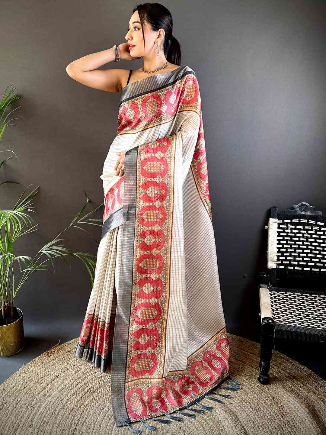 Radiant Rani Soft Silk Digital Print Saree by My Store