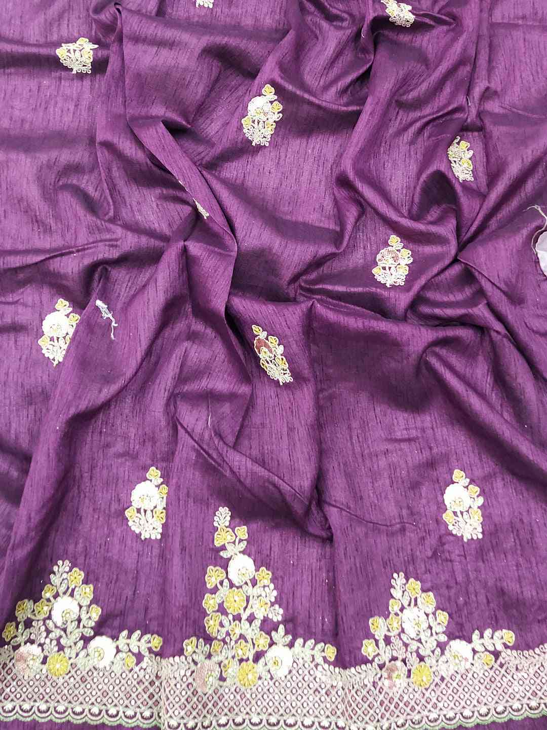 Silk Embroidered Saree With Multy Zari And Thred Work Border by My Store
