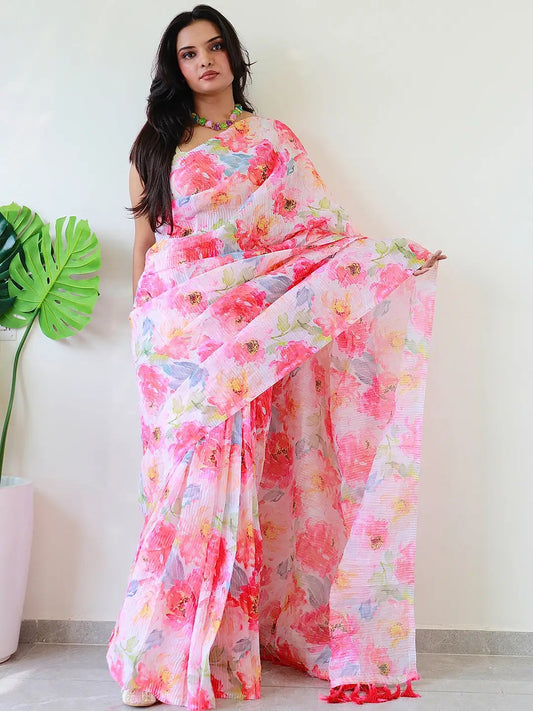 Elevate Your Style with Multy Colored Print Bollywood Design Crash Saree by My Store