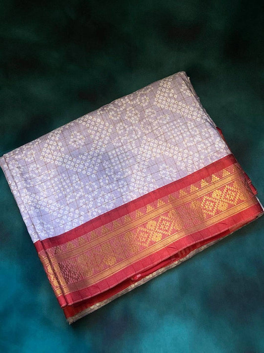 Soft Silk Grey Colour Bandhej Digital Print Saree by My Store