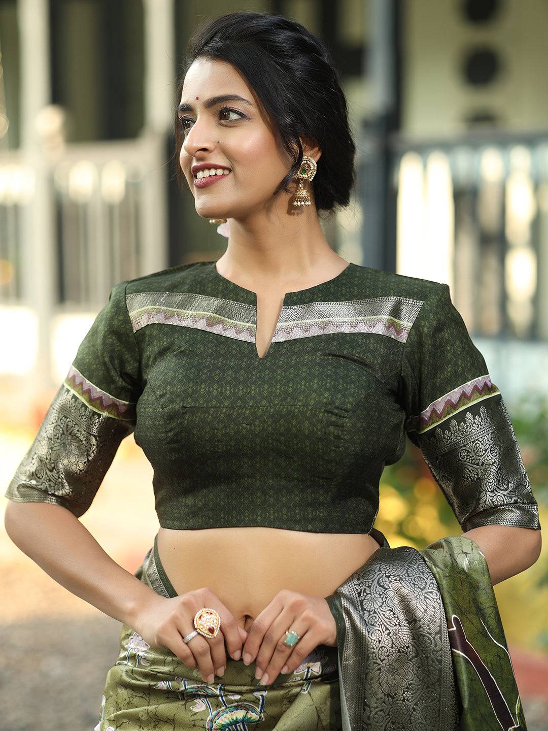 Green Colour Batik Pen kalamkari Saree With Zari Weaving Pallu - Luxe by My Store