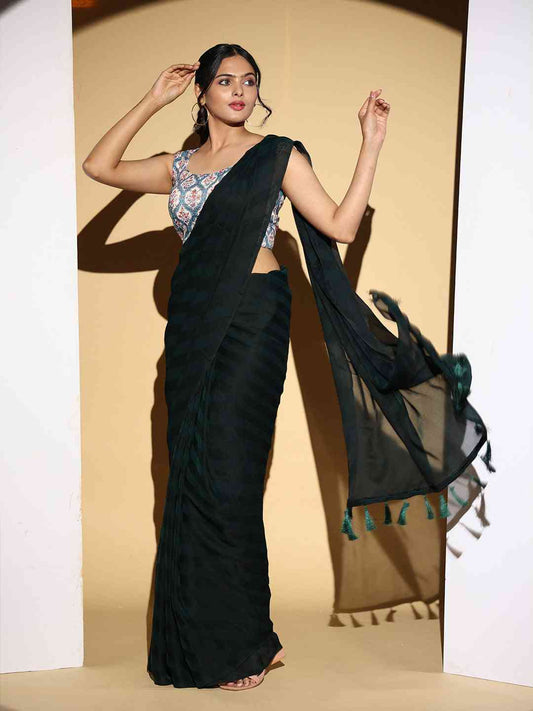 Pure Chiffon Dual Tone Designer Saree by My Store