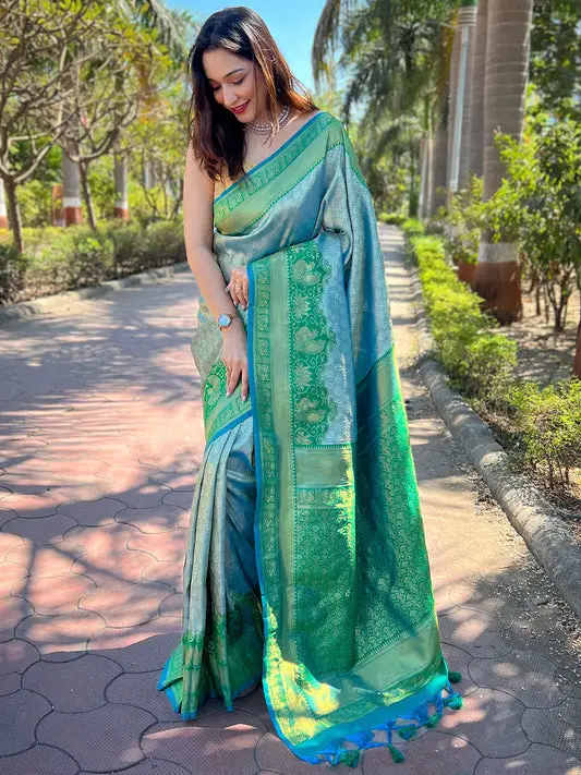 Trendy One Gram Gold Tissue Kanjivaram Soft Silk Saree