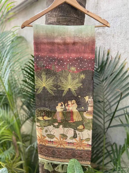 Trendy Soft Kota Doriya Silk Saree With Kalamkari Prints and Rich Print Pallu