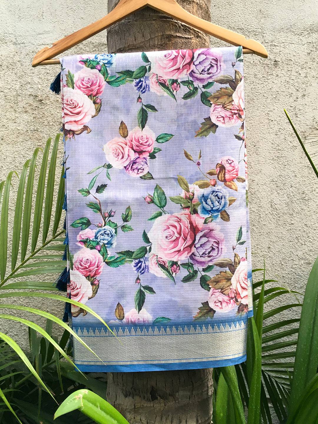 Lavender Kota Flower Digital Print Saree by My Store