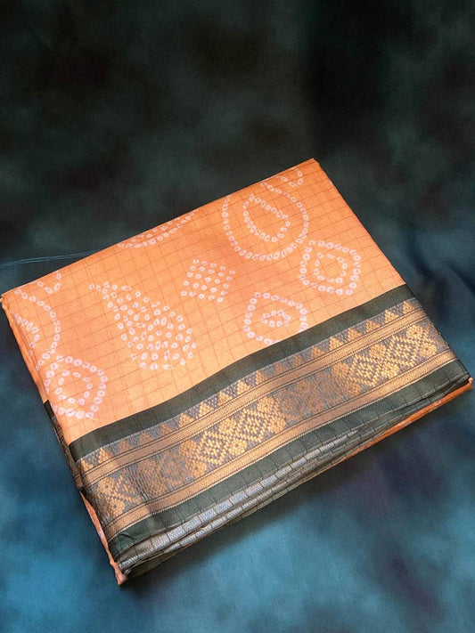 Soft Silk Orange Colour Bandhej Digital Print Saree by My Store