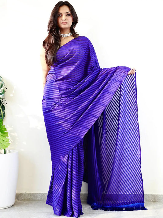 Soft Pure Georgette Saree With Thread Weaving Print by My Store