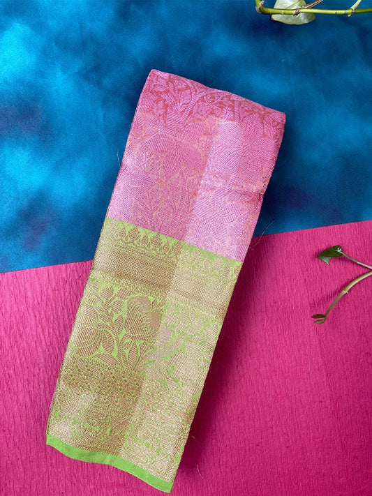Flamingo Pink Dhupian Silk With Ethnic Motifs Saree by My Store