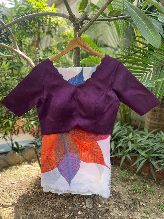 Pure Georgette Flower Prints Swaroski Cut Work Border Saree by My Store