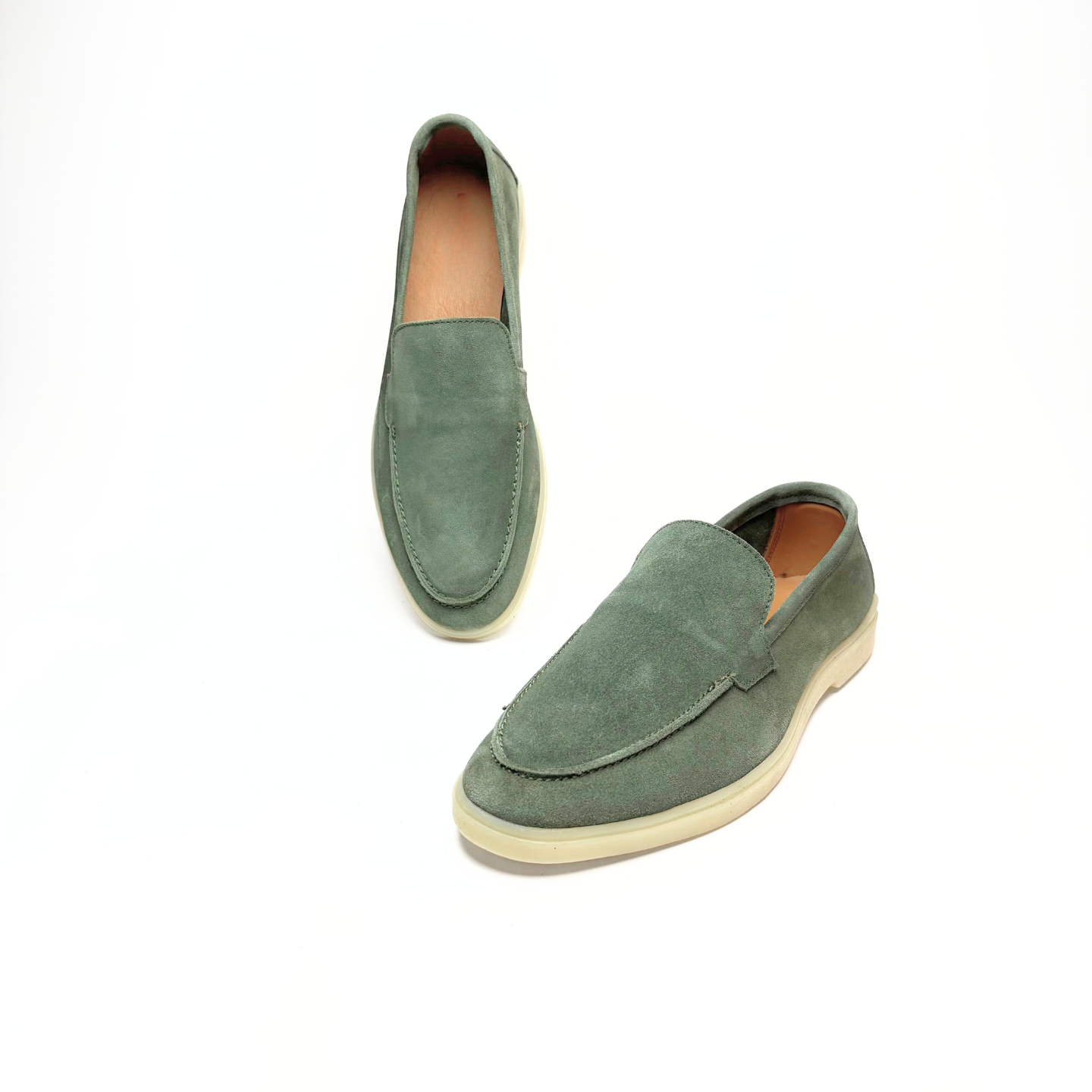 Old Money Suede Leather Loafers (Olive Green)