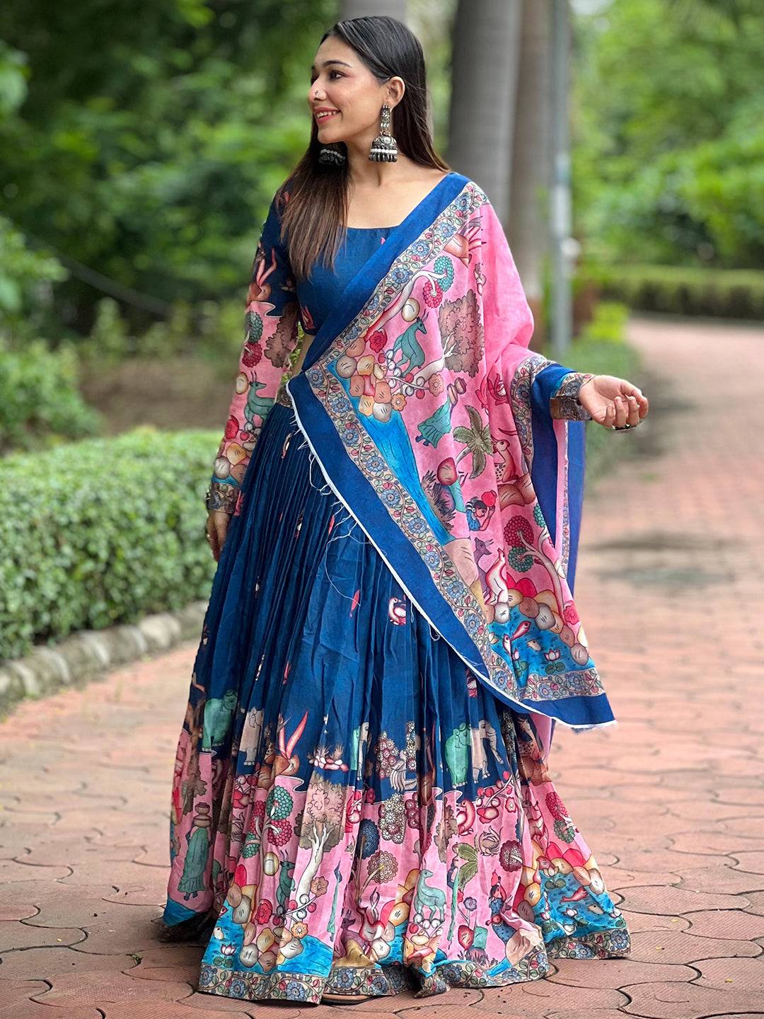 Majestic Kalamkari Lehenga Set by My Store