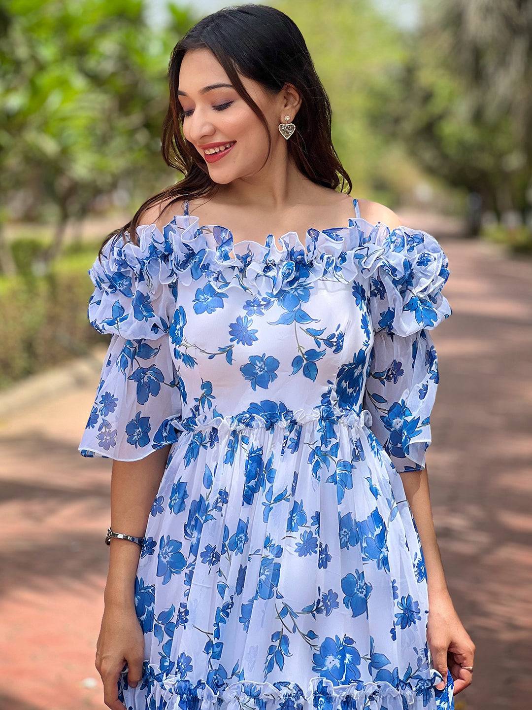 White Jasmin Floral Printed Dress