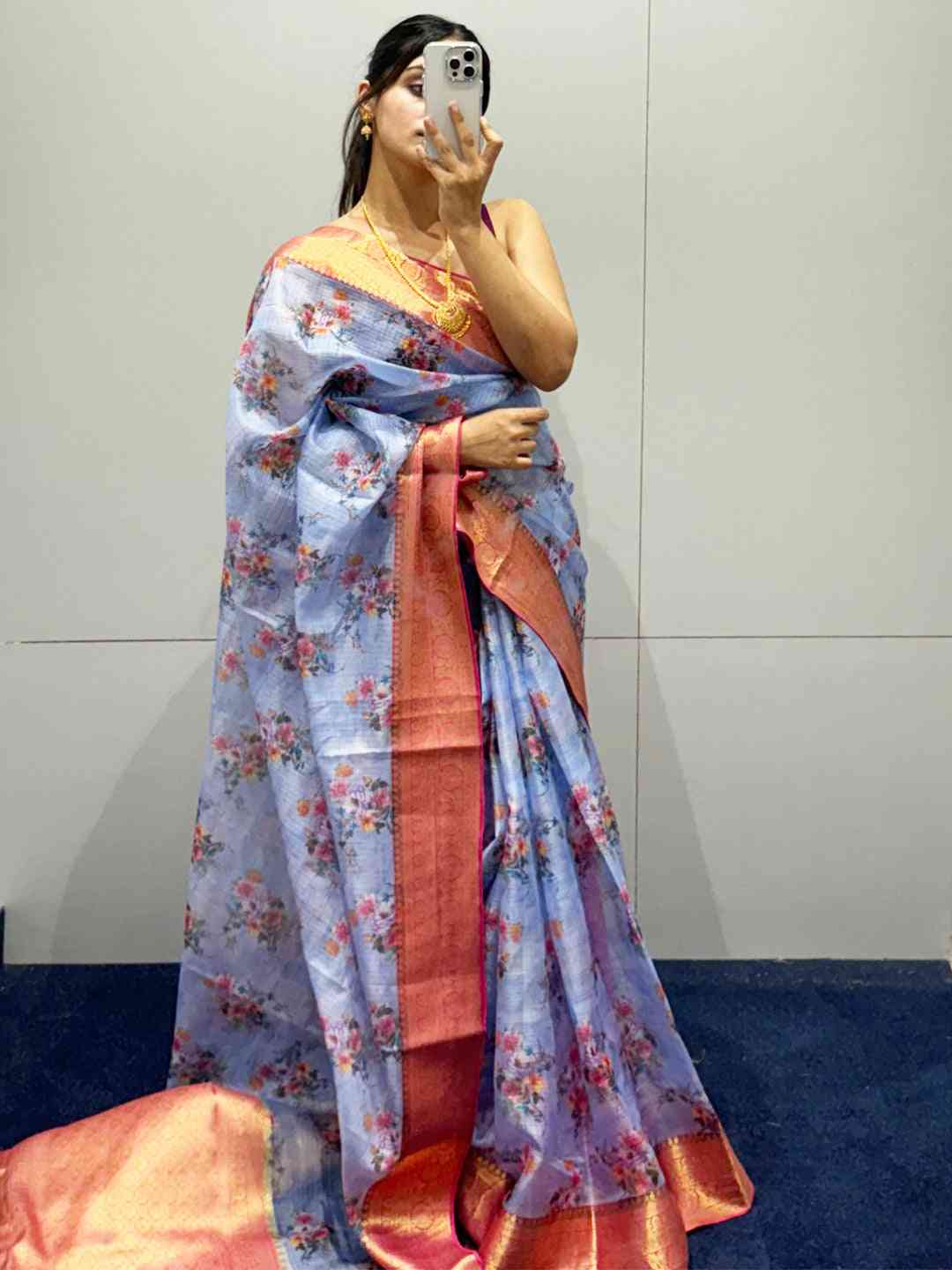 Light Purple Colour Digital Floral Print Kota Silk Saree by My Store