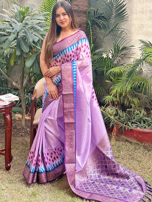 Pure Banarasi Soft Silk With Patola Pallu on Saree by My Store