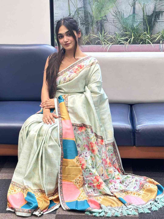 Banarasi Kanjivaram Mughal Print Saree