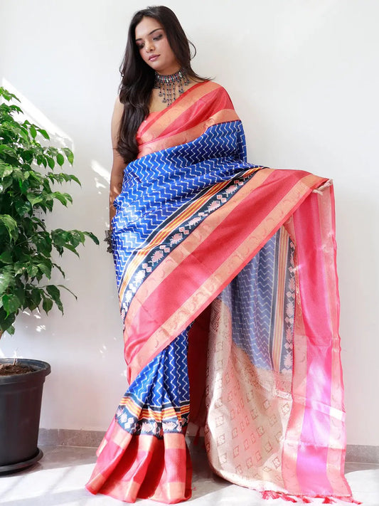Exclusive Gadwal Border Ikkat Print Saree by My Store