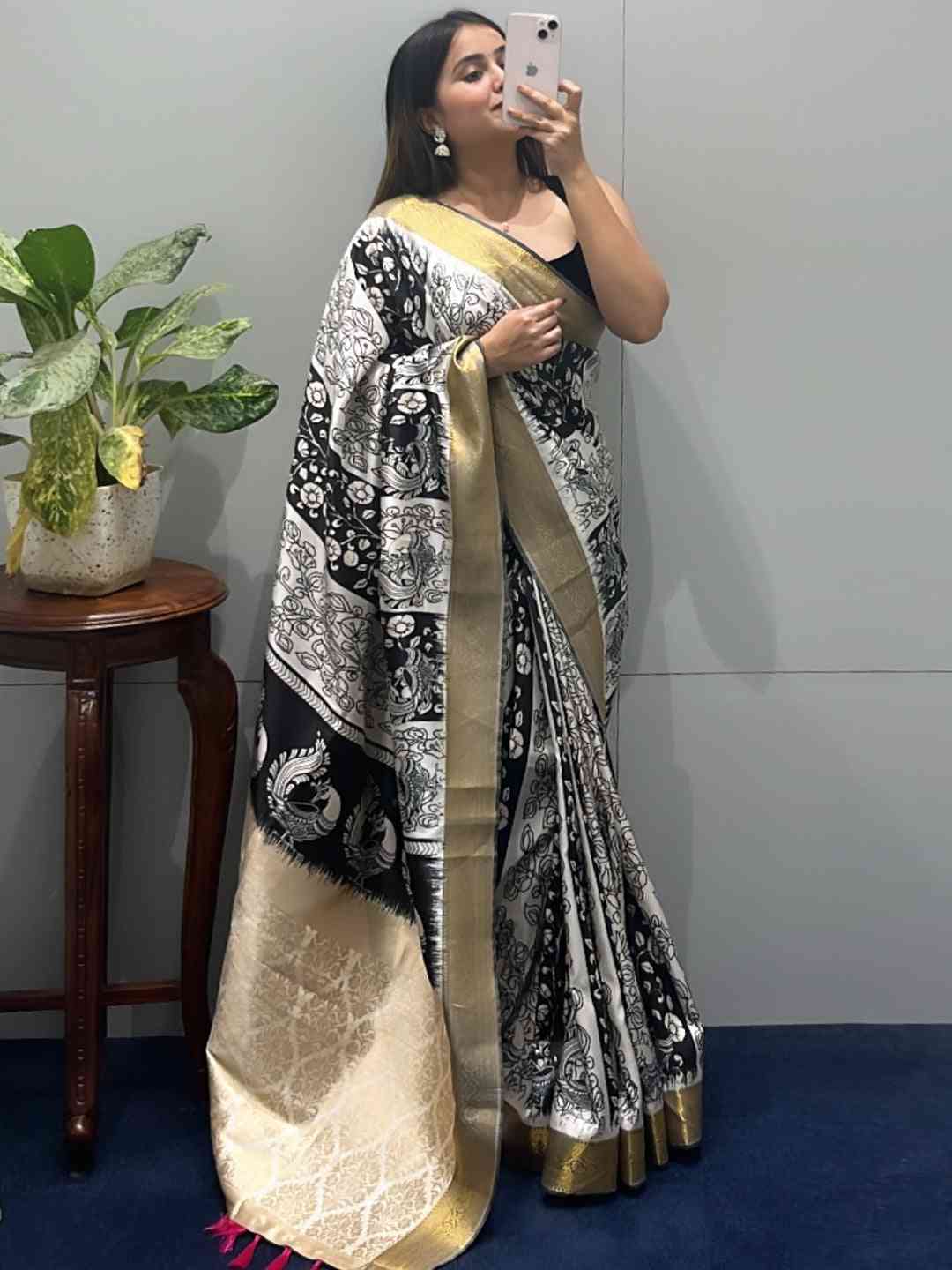 Stunning Kalamkari and Block Print Work Saree