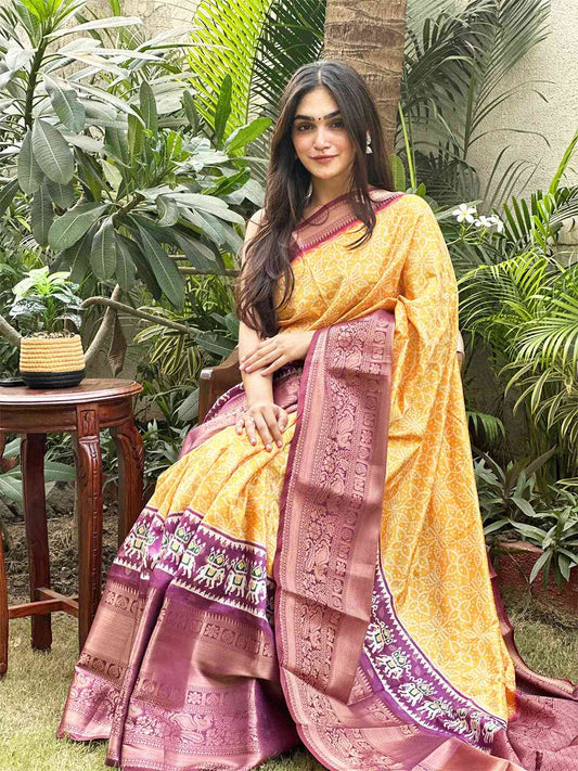 Soft Silk Bandhej Digital Printed Saree by My Store
