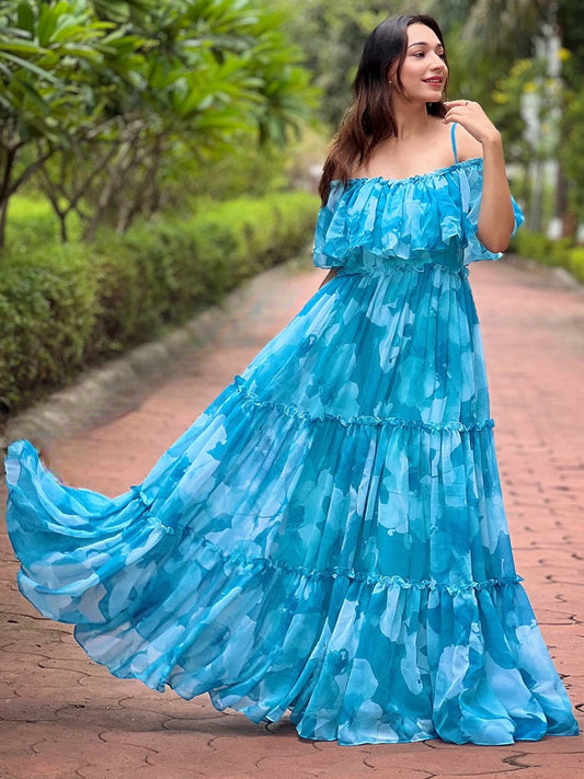 Sky Mist Floral Maxi Dress by My Store