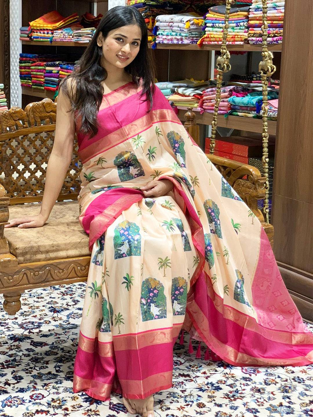 Opulent Pichwai Soft Silk Saree by My Store