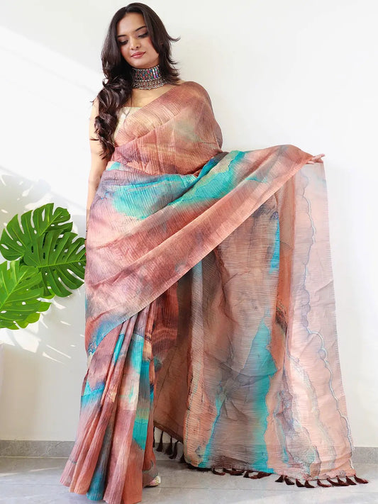 Elevate Your Style with Multy Colored Print Bollywood Design Crash Saree by My Store