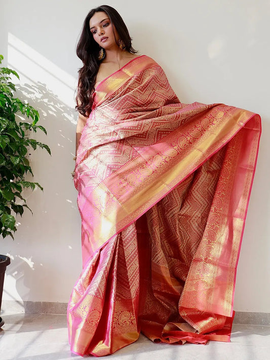 Exclusive Gold Zari One Grm Gold Kanjivaaram Pattu Silk Saree. by My Store