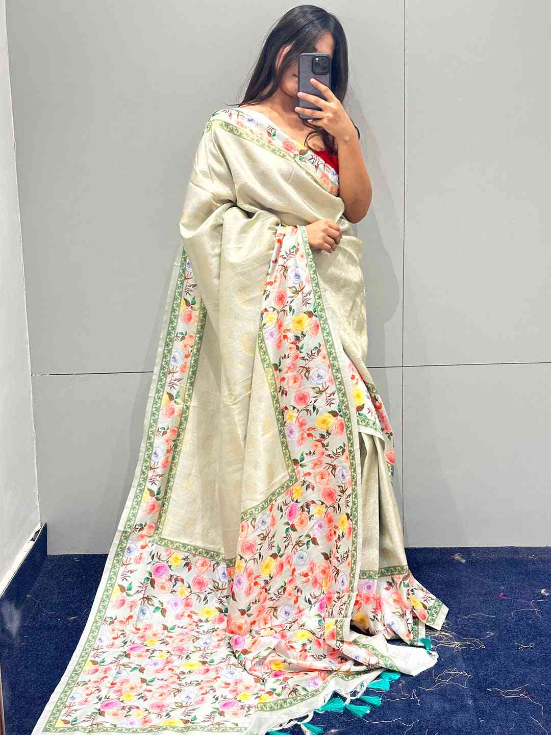 Banarasi Kanjivaram Floral Print Saree