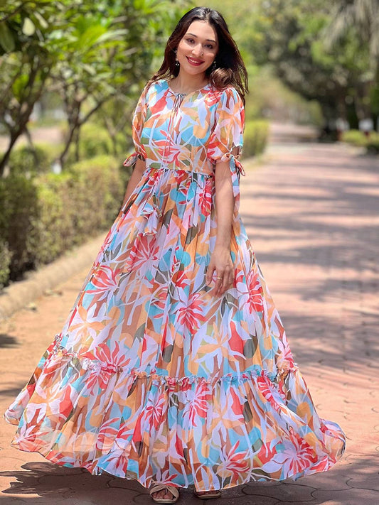 Rainbow Abstract Printed Dress by My Store