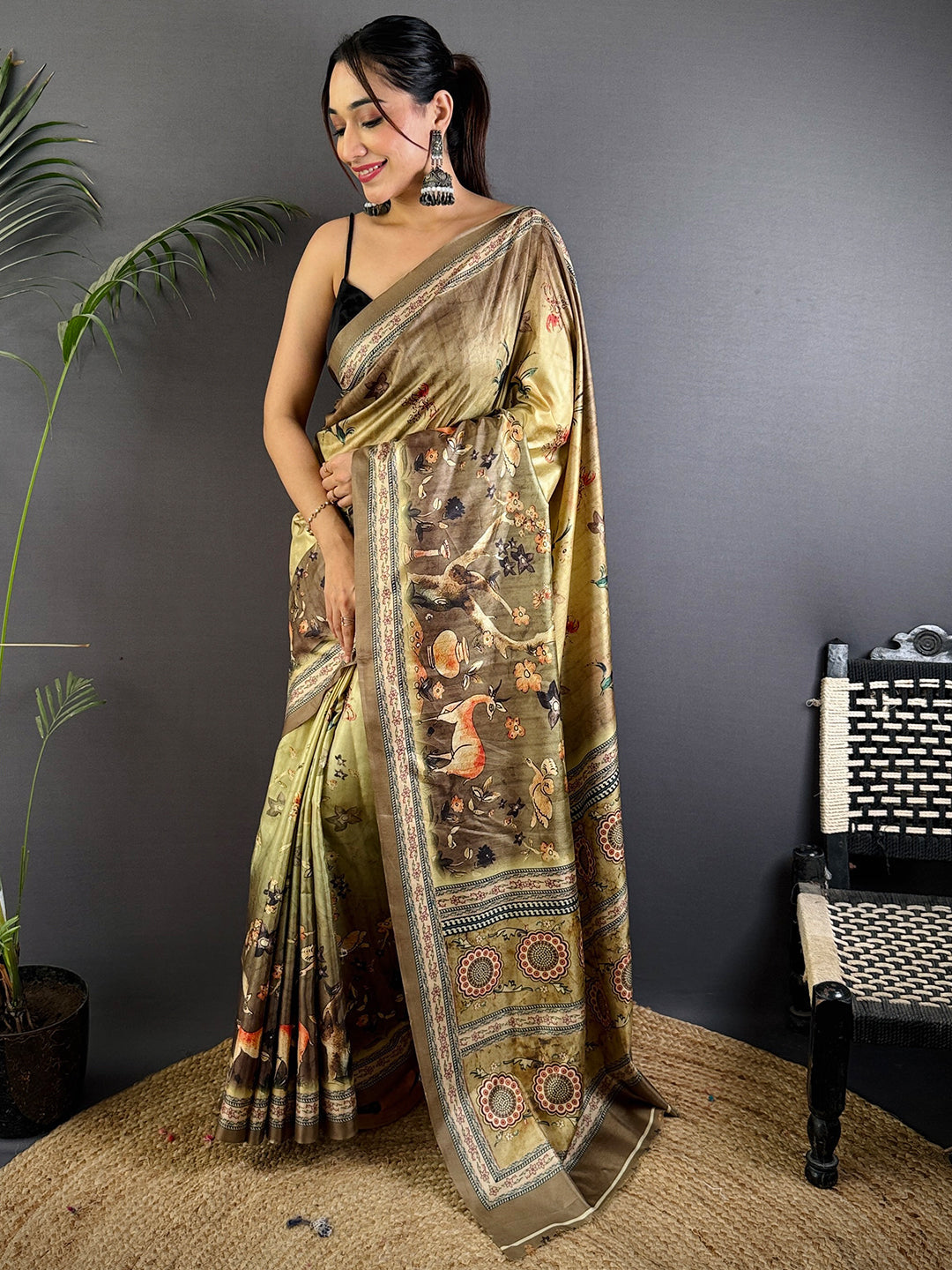 Opulent Soft Dola Silk Printed Saree by My Store