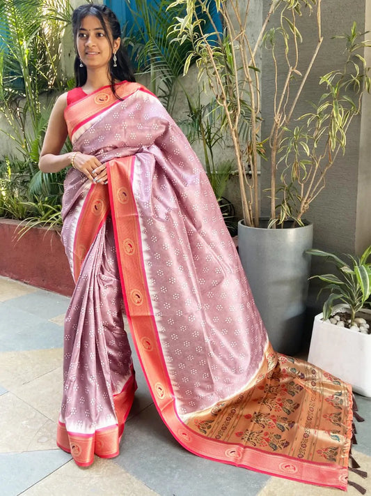 Exclusive Paithani Minakari Pallu With Bandhej Print Saree by My Store