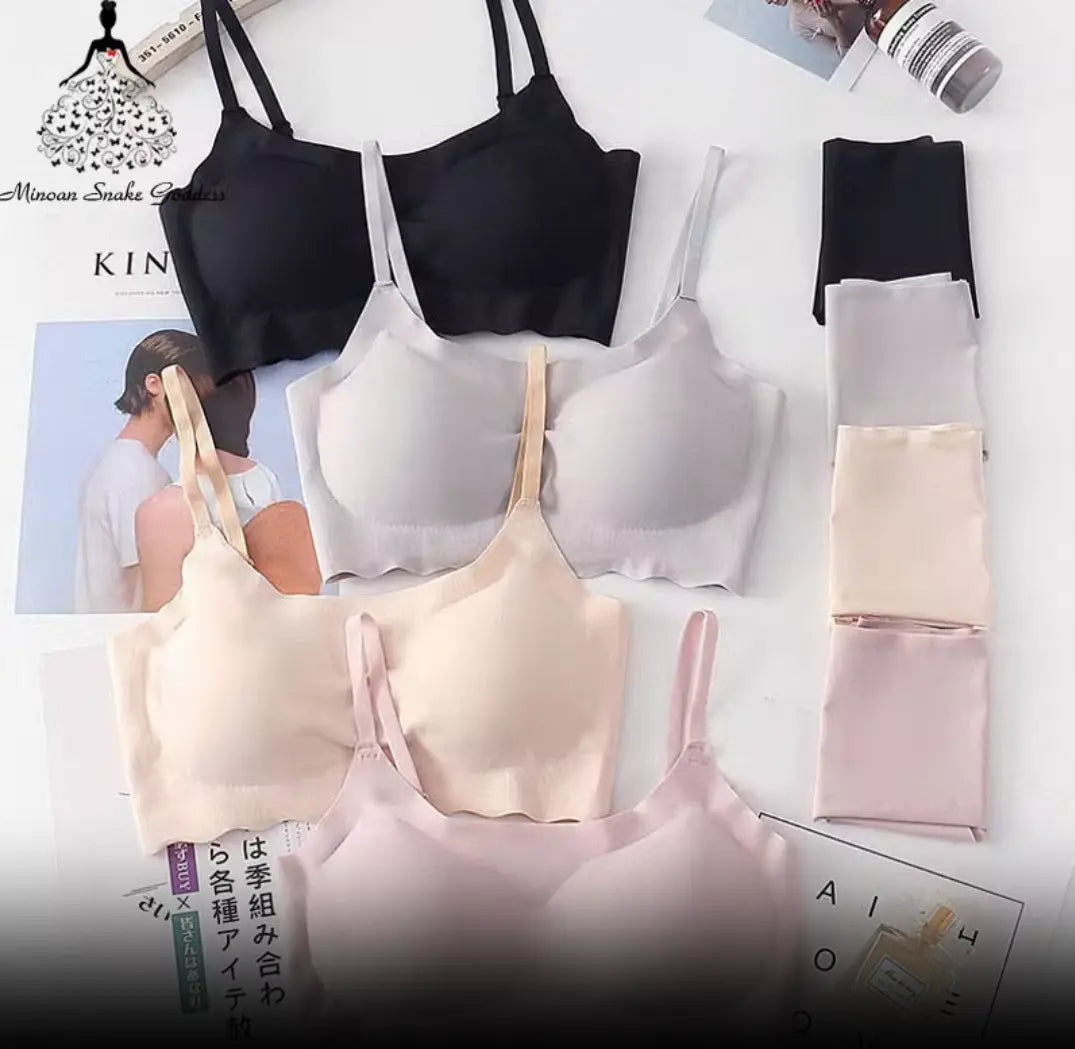 Women's Lightly Padded Wire Free Bra Panty Lingerie Set for Girl's Combo (Pack of 4) - My Store