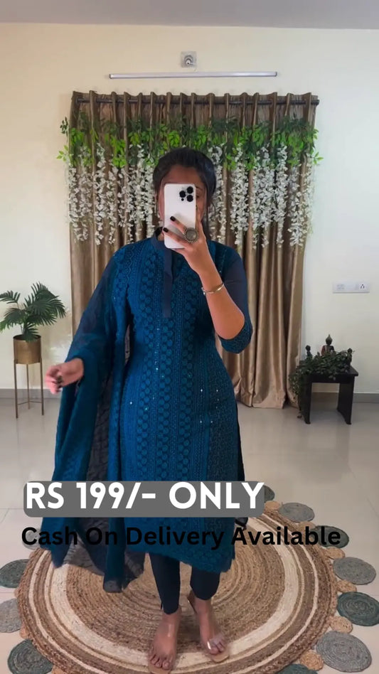 Elegant Chikankari Suit – Timeless Sophistication - My Store