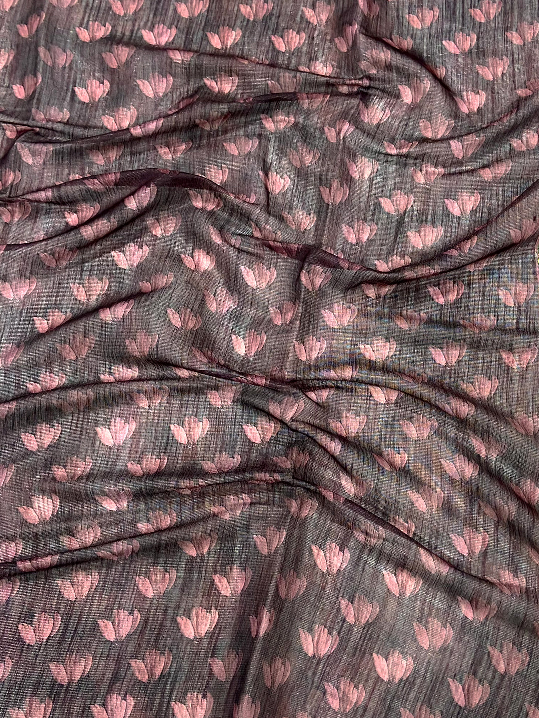 Maroon Linen Juth Digital Print Saree by My Store