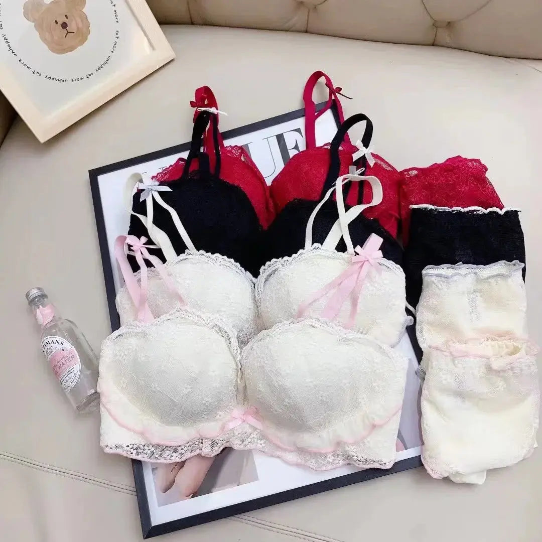 Women's Lightly Padded Wire Free Bra Panty Lingerie Set for Girl's Combo (Pack of 4) - My Store