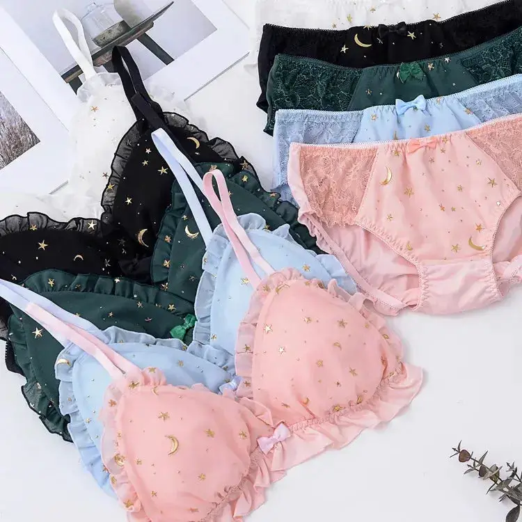 Women's Lightly Padded Wire Free Bra Panty Lingerie Set for Girl's Combo (Pack of 4) - My Store