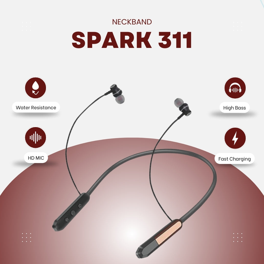 Spark311 Bluetooth Neckband | ENC | 30 Hr  | IPX Water Resistant