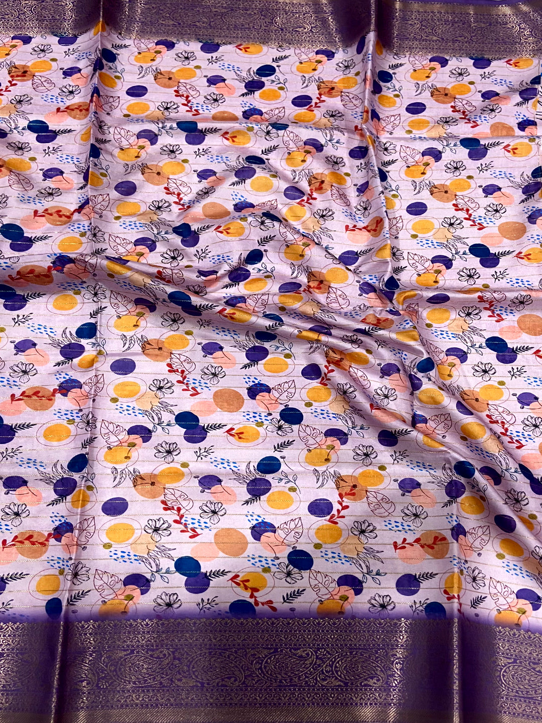 Lavender Freehand Design Gadwal Saree by My Store