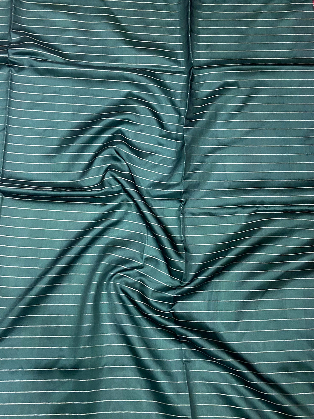 Green Soft Gadwal Pattu Geometric Saree by My Store