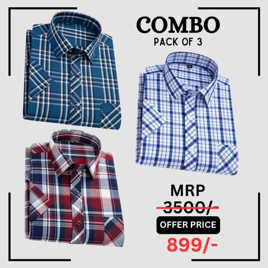 StichButton 100% Anti Wrinkle Imported Cotton Latest Formal Shirts (Combo Pack of 3) The Largest Online Store