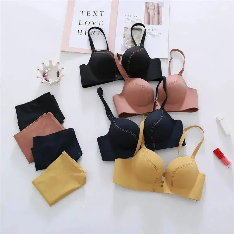 Women's Lightly Padded Wire Free Bra Panty Lingerie Set for Girl's Combo (Pack of 4) - My Store