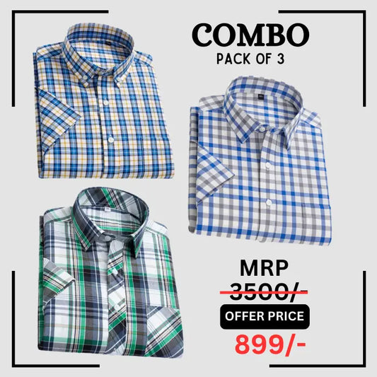 StichButton 100% Anti Wrinkle Imported Cotton Latest Formal Shirts (Combo Pack of 3) The Largest Online Store