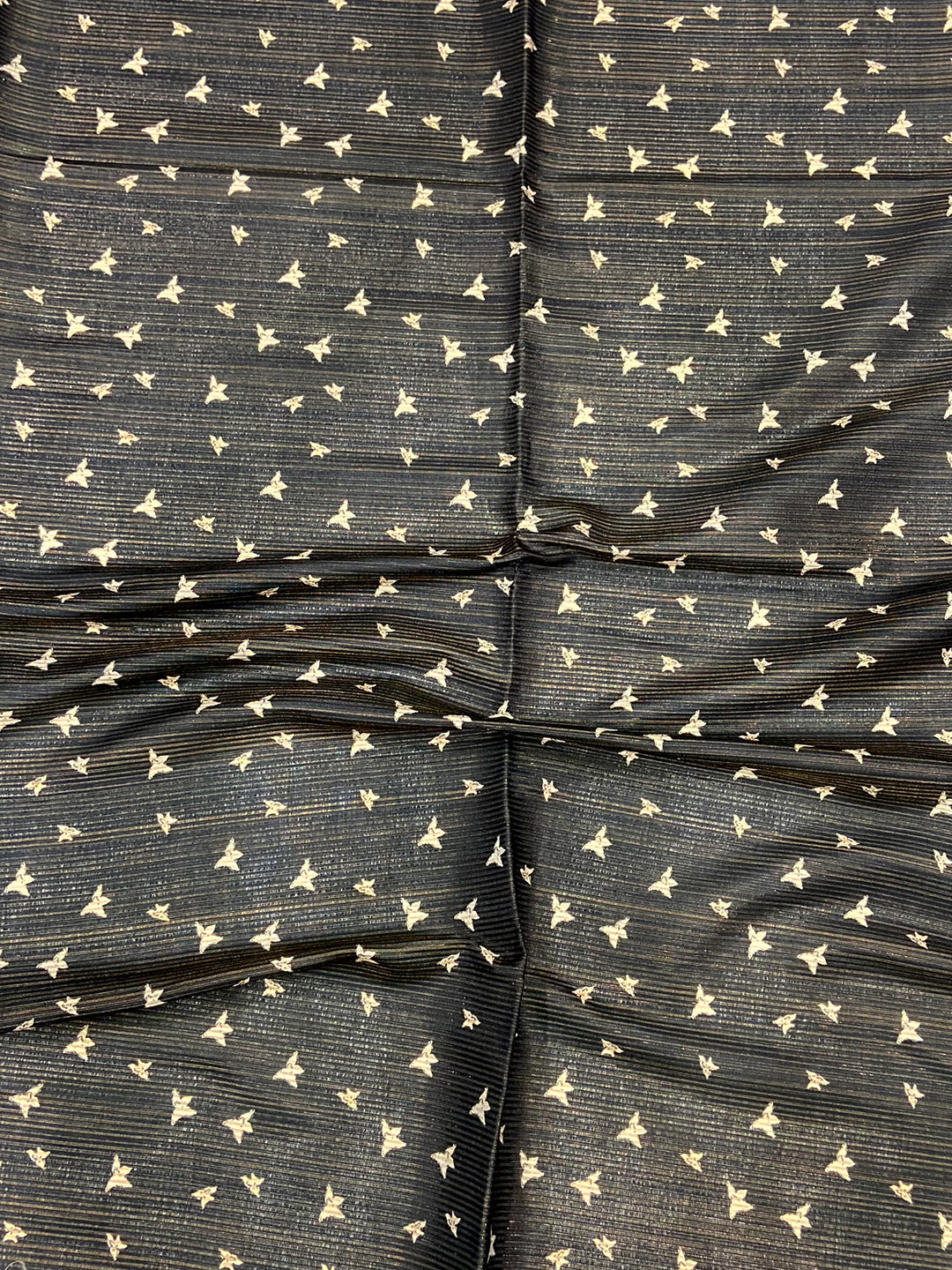 Black Monochromatic Botanical Print Saree