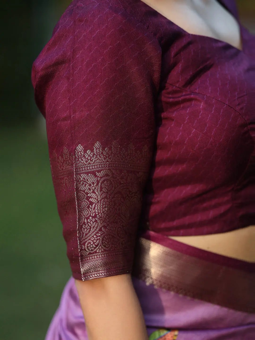 Purple Colour Pure Viscose Dola Silk Floral & Kalamkari Print Saree - Luxe by My Store