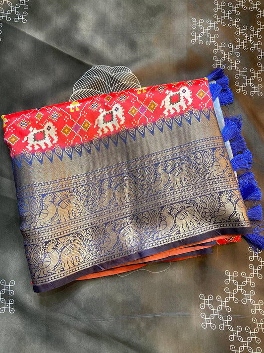 Dark Pink Patola Digital Print Saree by My Store