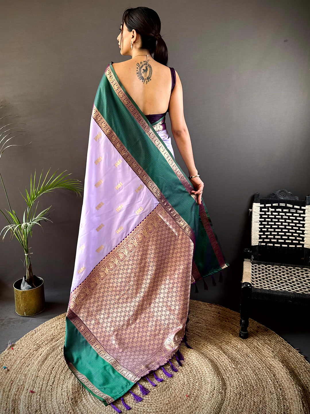 Lavender Gadhwal Pure Soft Silk Saree by My Store