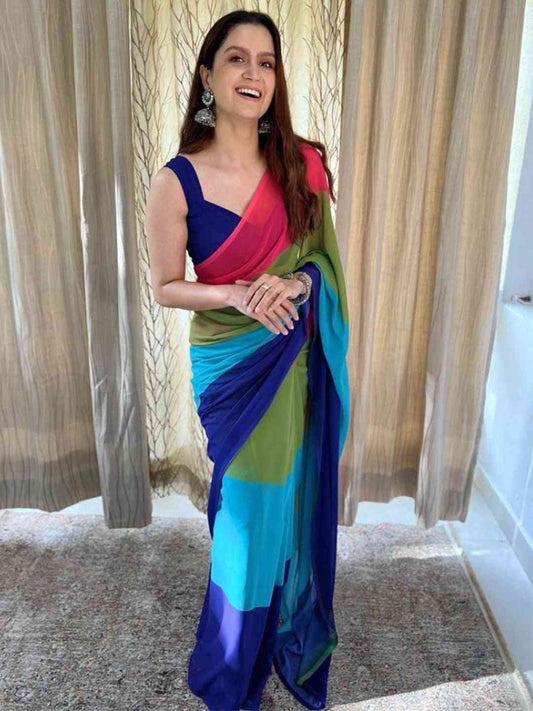 Soft Georgette Bollywood celebrity Wear Saree by My Store