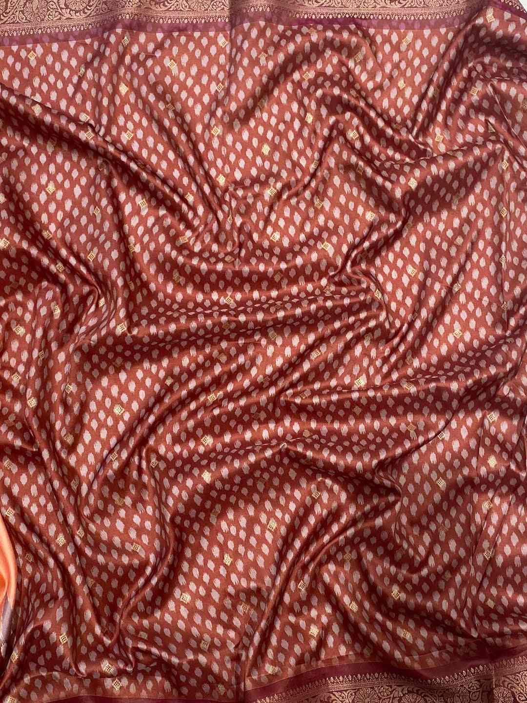 Pure Banarasi Soft Silk With Patola Pallu on Saree in Peach Colour by My Store