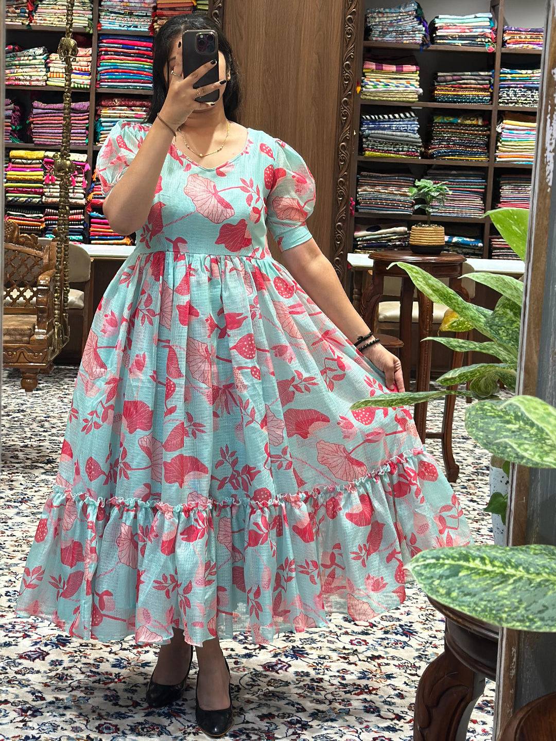 Ocean Blue Abstract Print Dress by My Store