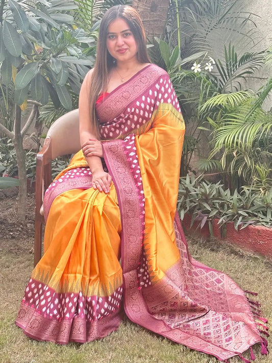 Pure Banarasi Soft Silk With Patola Pallu on Saree by My Store