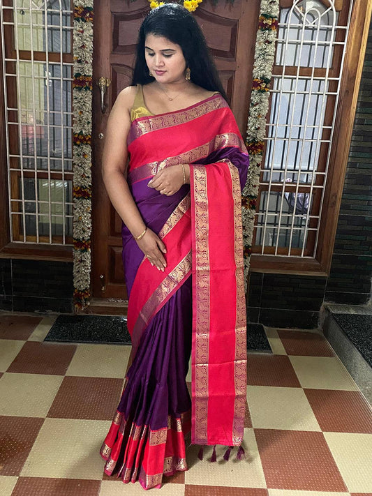 Purple Elegance Kanchi Zari Silk Saree by My Store